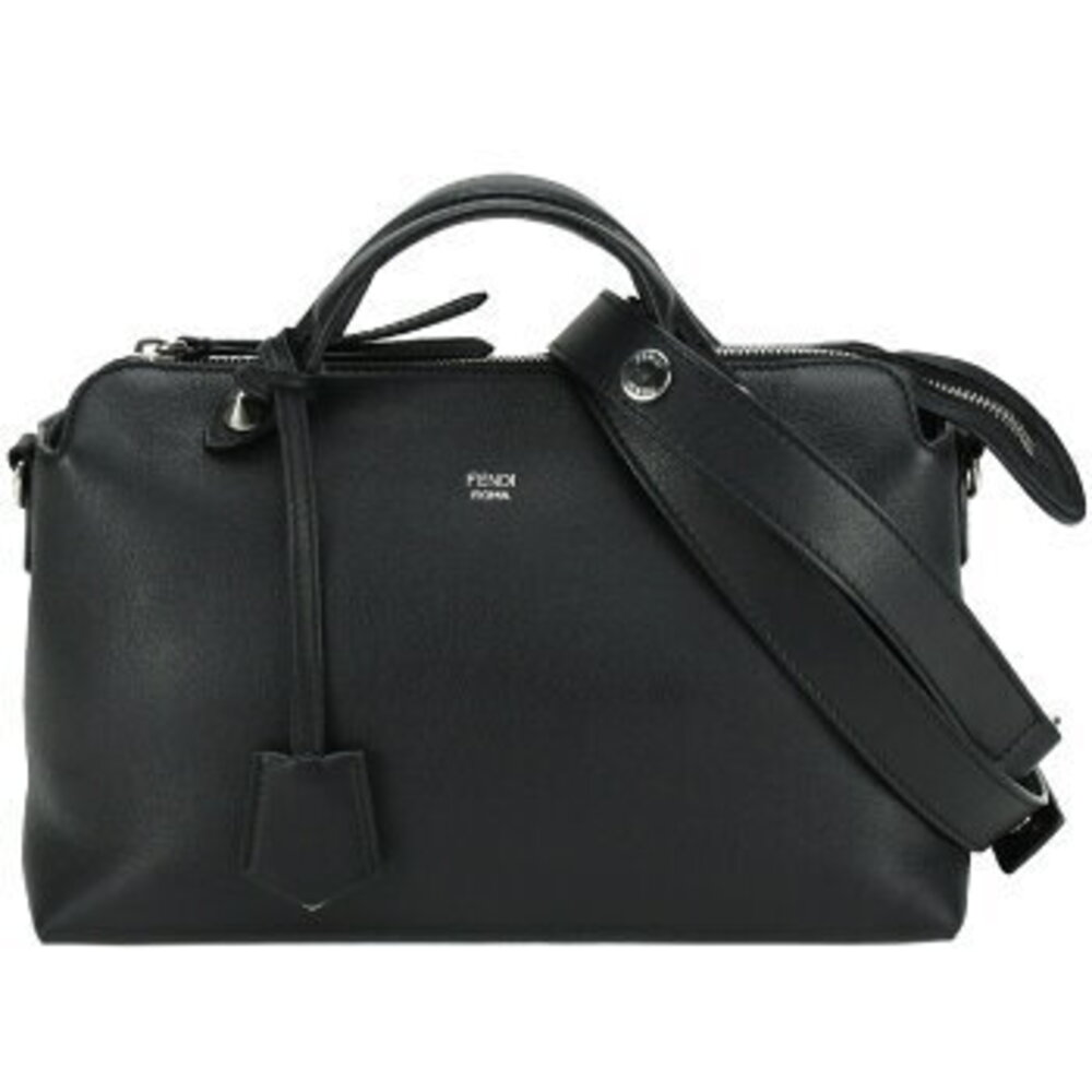 Fendi By the Way Handbag Black Leather Boston Bag Shoulder Crossbody